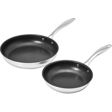 2-Piece Non-Stick Stainless Steel Fry Pan Set, 8-inch and 10-inch