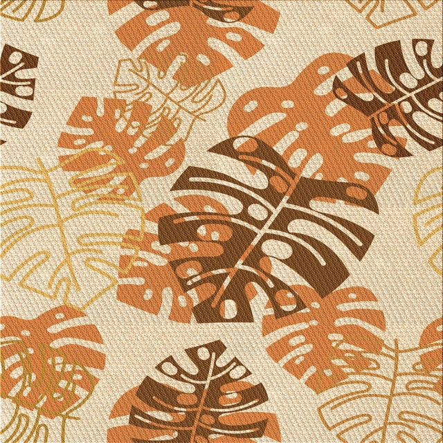 Ahgly Company Indoor Square Patterned Papaya Orange Area Rugs, 4' Square