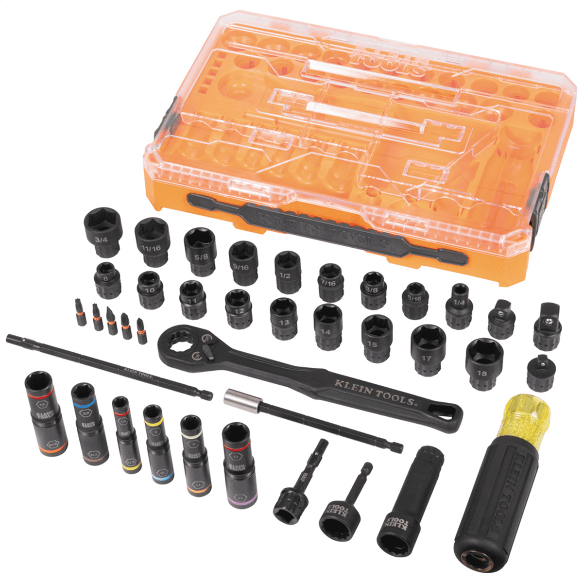 Klein Tools KNECT Complete Impact Pass Through and Flip Socket Set, 39-Piece