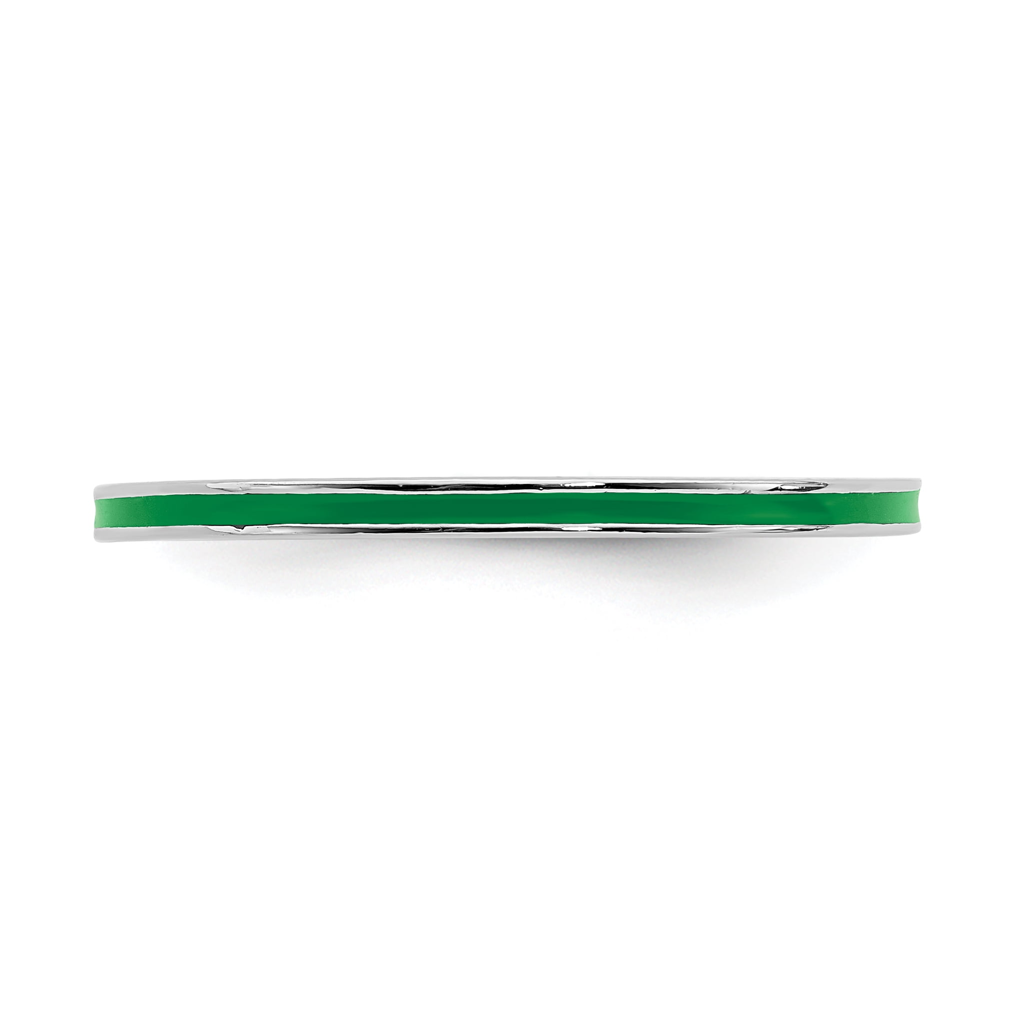 925 Sterling Silver Polished Stackable Green Enameled 1.5mm Ring Size 7 Stackable Ring for Women