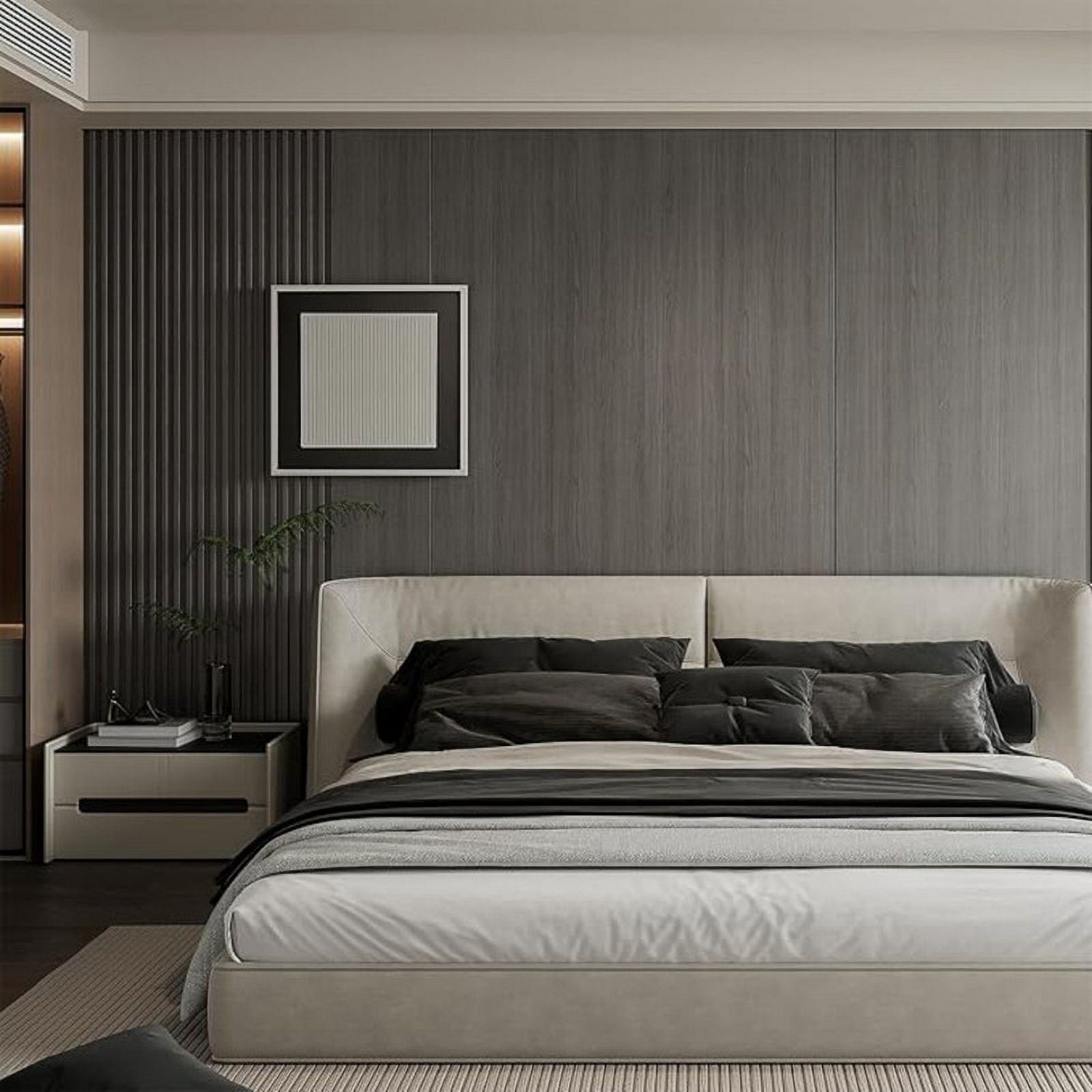 Easy4Home 94.5" x 23.62" Acoustic Wood Slat Wall Panels Soundproof Wooden Wall Panels 1 Pack, Dark Gray