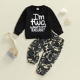 thumbnail image 2 of Akiihool Boys formal Outfit Baby Boy Waffle Knit Set Newborn Long Sleeve Letters Embroidered Romper Pants Infant 2 Piece Fall Winter Clothes White,3-4 Years, 2 of 4