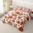 thumbnail image 3 of Homewish Cartoon Pumpkin Bed Spread Queen, Halloween Candy Queen Coverlet Set, White Orange Red, 3-Piece 1 Bedspread and 2 Pillowcases, 3 of 7