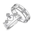 thumbnail image 1 of kurtrusly 2Pcs/set Men Women Couples Rings Wedding Party Crystal Letters Cuff Ring Love Matching Jewelry, 1 of 9