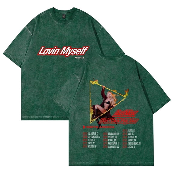 Ava Max Don't Click Play Tour 2025 Washed T-Shirt Women Men Crewneck Short Sleeve Fashion Casual Tee
