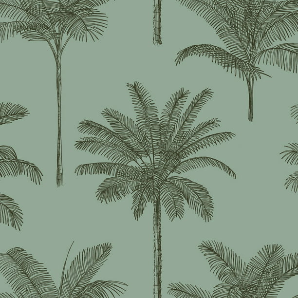 ESTAhome Taj Sage Palm Trees Wallpaper 