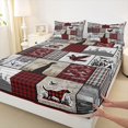 thumbnail image 3 of Homewish Rustic Dog Duck Twin Sheet Sets for Men, Jungle Hunting Twin Fitted Sheet, Vintage Grey Red Patchwork Flat Sheet, Breathable Home Decor, 3 Pieces, 3 of 7