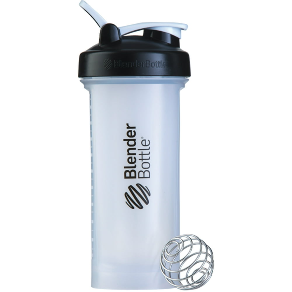 BlenderBottle Pro Series Shaker Bottle with Loop Top & BlenderBall, Clear & Black, 45 Oz
