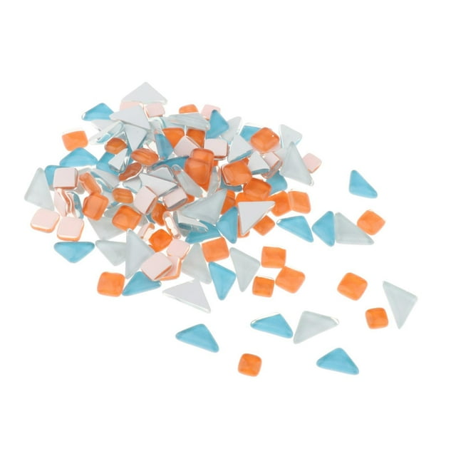de mosaico de brilnte, piezas formas mezcdas teñida artesanías decoración para hogar paredes muebles ptos marcos - Naranja azul BLESIY Piedras De Azulejos De Mosaico
