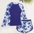 thumbnail image 3 of Lvshlubb Girls Bathing Suit Vacation Beach Swimsuit Color Block Stretchy Swimwear with Half Zip 2 Piece Kids Clothes Girls Size 7-14, 3 of 8