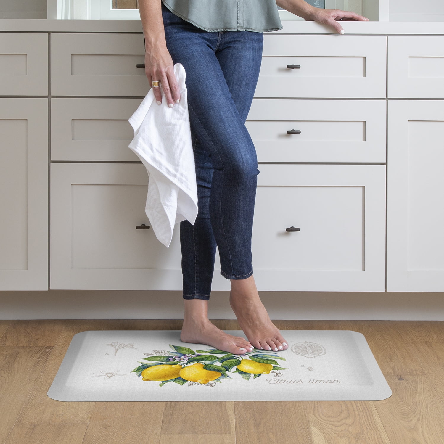 GelPro Designer Comfort 3/4" Thick AntiFatigue Botanical Lemon Kitchen