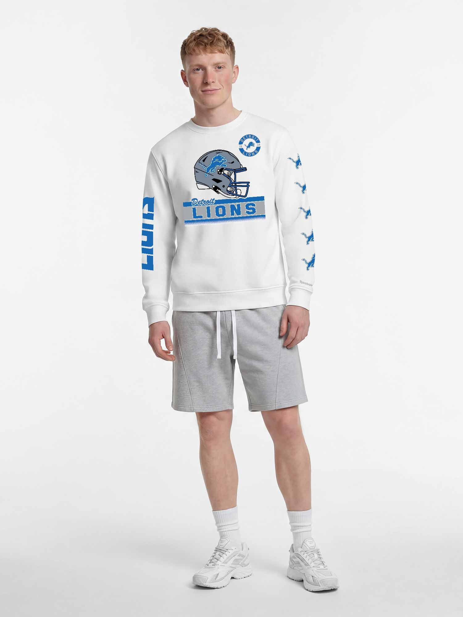 Detroit Lions Reebok Mens White Crew Sweatshirt