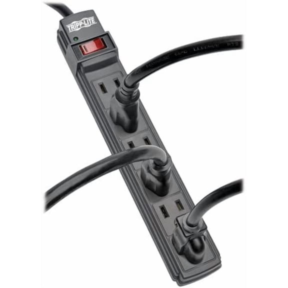PYYAN-Tripp Lite 6 Outlet Power Strip NEMA 5-15R 6-ft Cord 5-15P Black Housing (PS66B)
