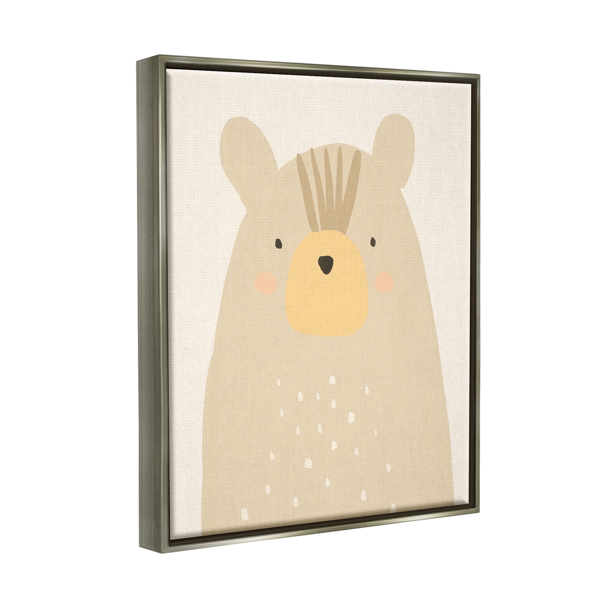 Stupell Industries Charming Brown Bear Casual Style Animal Drawing Graphic Art Luster Gray Floating Framed Canvas Print Wall Art, Design by Heather McLaughlin
