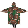 thumbnail image 2 of Oversized Wearable Blanket Hoodie,Football on Field Pattern Sherpa Blanket Hoodie with Super Pockets,Super Warm Fuzzy Pullover for Women & Men, 2 of 6