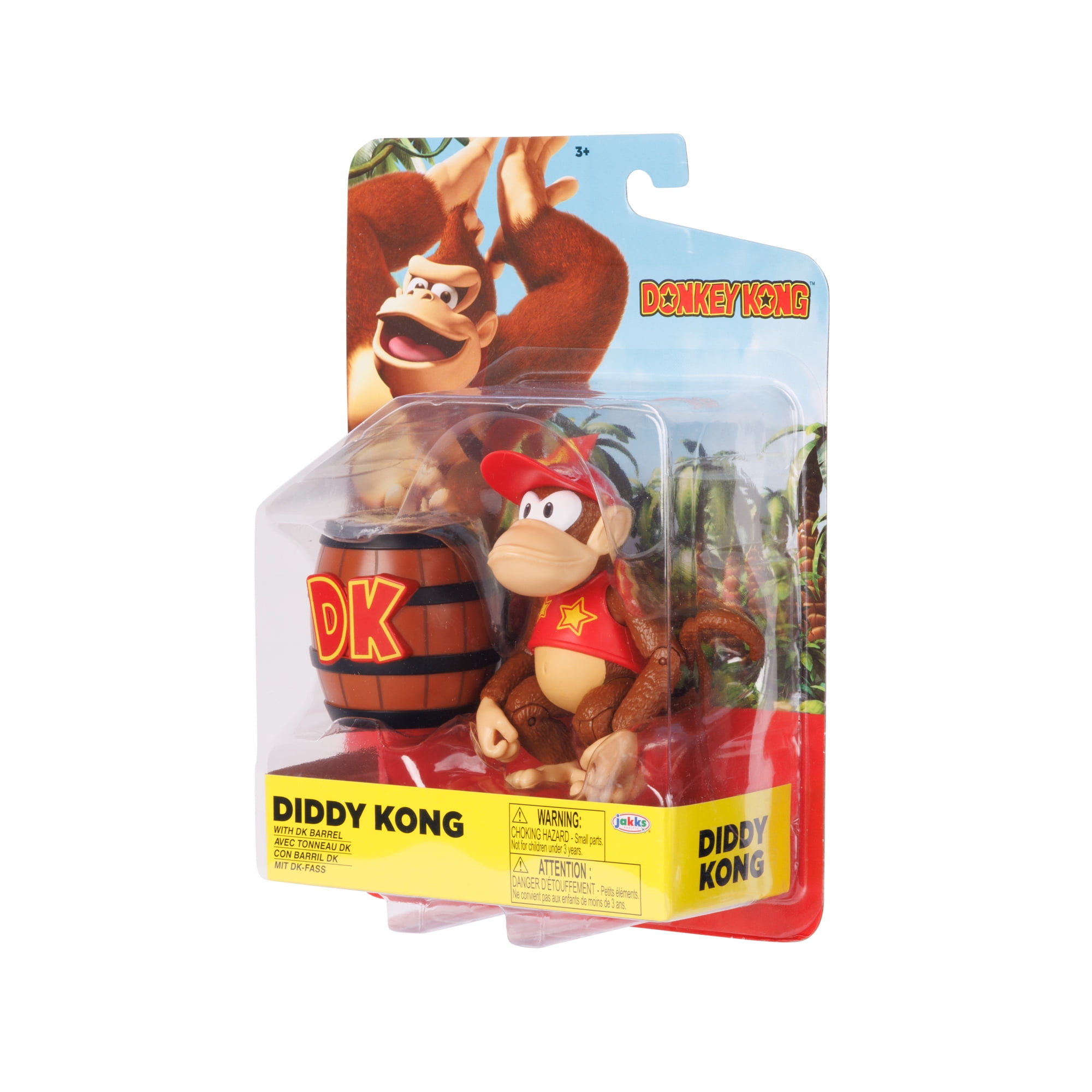Nintendo 4 inch Diddy Kong Action Figure with Iconic Donkey Kong Barrel Accessory