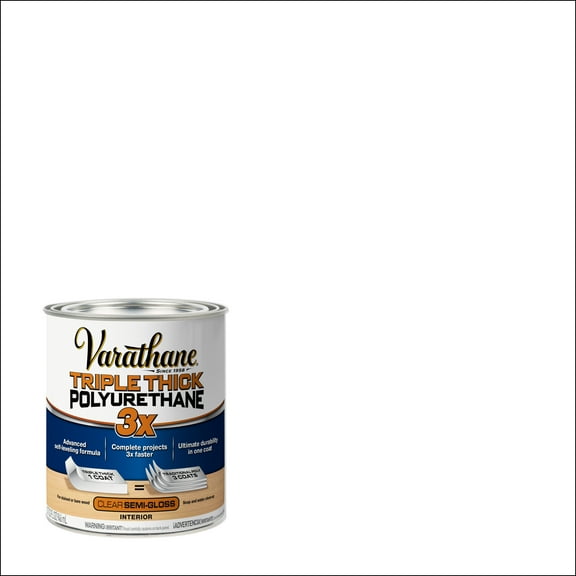 Clear, Varathane Triple Thick Semi-Gloss Polyurethane-284472, Quart