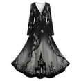 thumbnail image 5 of 2026 Women Halloween Witch Printed Maxi Dress V Neck Long Sleeve Gothic Flowy Long Dress for Halloween Themed Party, 5 of 6
