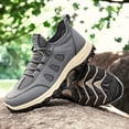 thumbnail image 5 of GrmtClth Mens Waterproof Non Slip Hiking Shoes Breathable Mesh Lace Up Outdoor Trekking Sneakers Comfort Wear Resistant Walking Boots Gray (US/7.5), 5 of 9