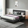 thumbnail image 6 of Giantex Queen Upholstered Platform Bed Frame with Linen Headboard Wood Slat Gray, 6 of 7