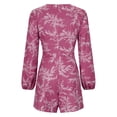 thumbnail image 4 of Mujeres Pantalones Cortos Casual, Floral V-Cuello Sudadera Romper, Cintura Elástica de Moda con Bolsillos Verano, 4 of 5