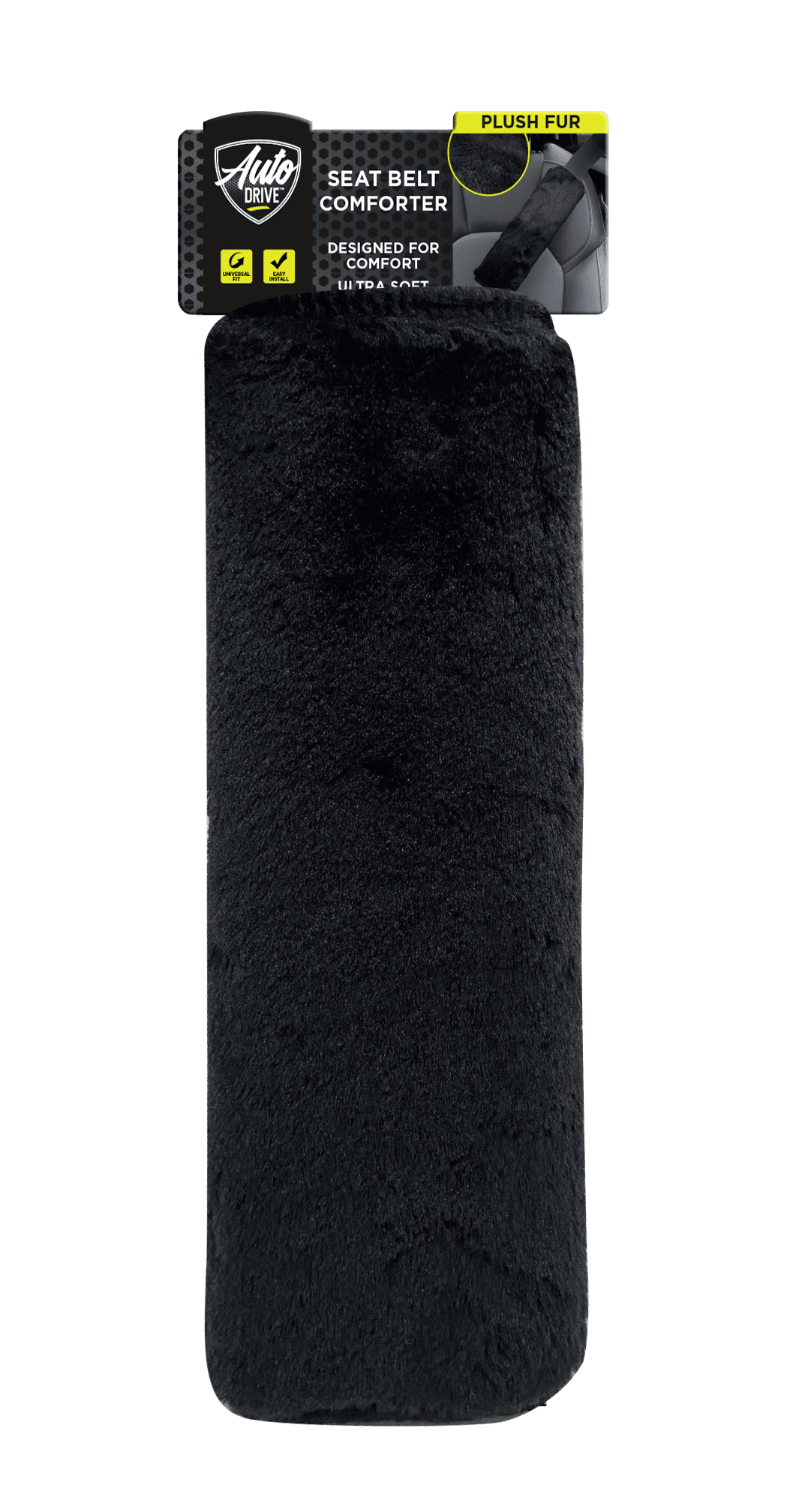 (2 pack) Auto Drive 1Piece Car Seat Belt Pad Plush Black - Universal Fit, 23SBP101-1, Suitable for Adult
