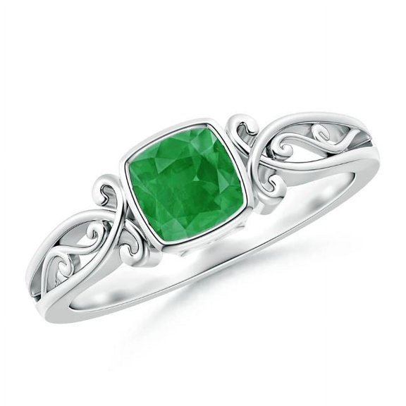 Cushion Shape Green Emerald Cocktail Band Ring Women 925 Sterling Silver May Birthstone Christmas New Year Gift Gemstone Jewelry