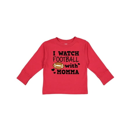 

Inktastic I Watch Football with My Momma Gift Toddler Boy Girl Long Sleeve T-Shirt