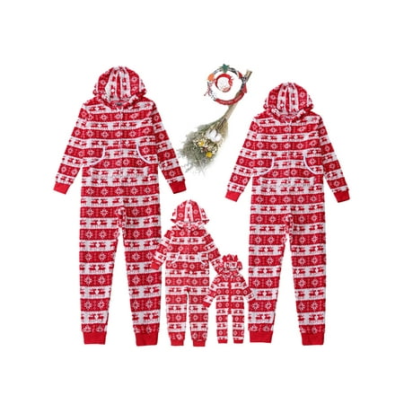 

Colisha Winter Warm Holiday Sleepwear Mommy Dad Child Cozy Loungewear Jumpsuit Romper Xmas Homewear Jumpsuits Red Kids 6-7Y