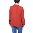 thumbnail image 3 of Petite Long Sleeve Blouse With Crochet Trim, 3 of 3