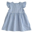 thumbnail image 2 of Girls Summer New Plaid Flutter Sleeve Dress Sweet Cute Princess Tulle Skirt Kids Birthday Party Holiday Casual Outfit,Blue,100, 2 of 8