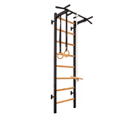 BenchK 221 Black + A076 Wall bars with adjustable beech wood pull-up bar and gymnastic accessories