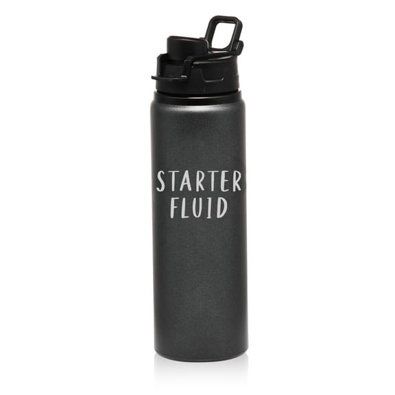 25 oz Water Bottle Sports Travel Mug Gift Starter Fluid Funny Mechanic Car Enthusiast Dad Father (Charcoal)