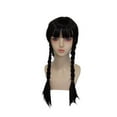 thumbnail image 4 of Peluca ajustable larga, negra y lisa para disfraz de Halloween. Peluca para niña, ideal para fiestas de cosplay., 4 of 9
