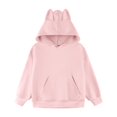 thumbnail image 3 of UDAUDU Hoodies For Girls Boys Cat Ear Solid Color Drawstring Pocket Hoodie Loose Fit Hooded Sweatshirt Fall Winter Casual Light pink 2-3 Years, 3 of 8