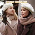 thumbnail image 2 of Unatoiry Béret Uni Polyvalent pour Femme Bonnet Chapeaux d'Hiver Rouge Vin, 2 of 6