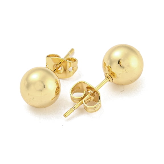12 pair Brass Ear Studs Round Ball Real 18K golden Plated 20x8mm
