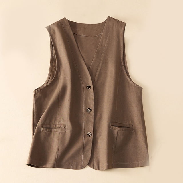 EQWLJWE Liquidation d'Été! Cardigan Sans Manches en Coton et Lin pour Femmes avec Capuche
