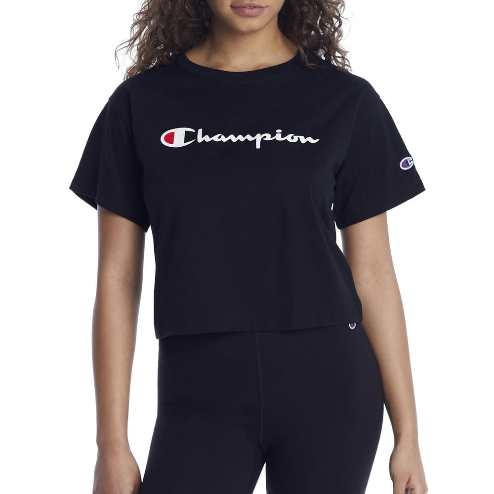 white cropped champion shirt