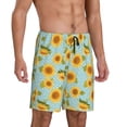 thumbnail image 2 of Gaeub White Polka Dot Sunflower A Print Men's Short Pajama Pants, Sleep Shorts, Household Pants, Casual Pants with Pockets-Medium, 2 of 6