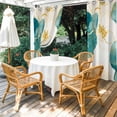 thumbnail image 4 of Abstract Floral Outdoor Curtains for Patio Waterproof, White Green Flower Gold Line Retro Petals Grommet Curtains for Porch Outside Privacy Drape for Gazebo Garden Pergola, 2 Panels, 54x84in, 4 of 9