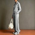 thumbnail image 5 of WULMLEO Women's Two Piece Sets Knit Fall Quarter Zip Long Sleeve Pullover Wide Leg Palazzo Pants Outfits 2026 Casual Cozy Tracksuit Comfort Suits with Pockets Light Gray M, 5 of 6