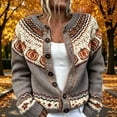 thumbnail image 4 of BODOAO Women's Fair Isle Cardigan Pumpkin Pattern Button Front Crew Neck Long Sleeve Knit Sweater Casual Fall Halloween Holiday Jacket for Seasonal Casual Wear Grey 2XL, 4 of 4