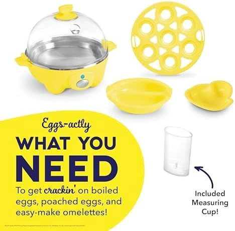 PEEPS &  Rapid Egg Cooker - Boiler, Poacher & Steamer - Includes Measuring & Recipe Guide - Dishwasher Safe - BPA Free - Holds 7 Eggs, Yellow