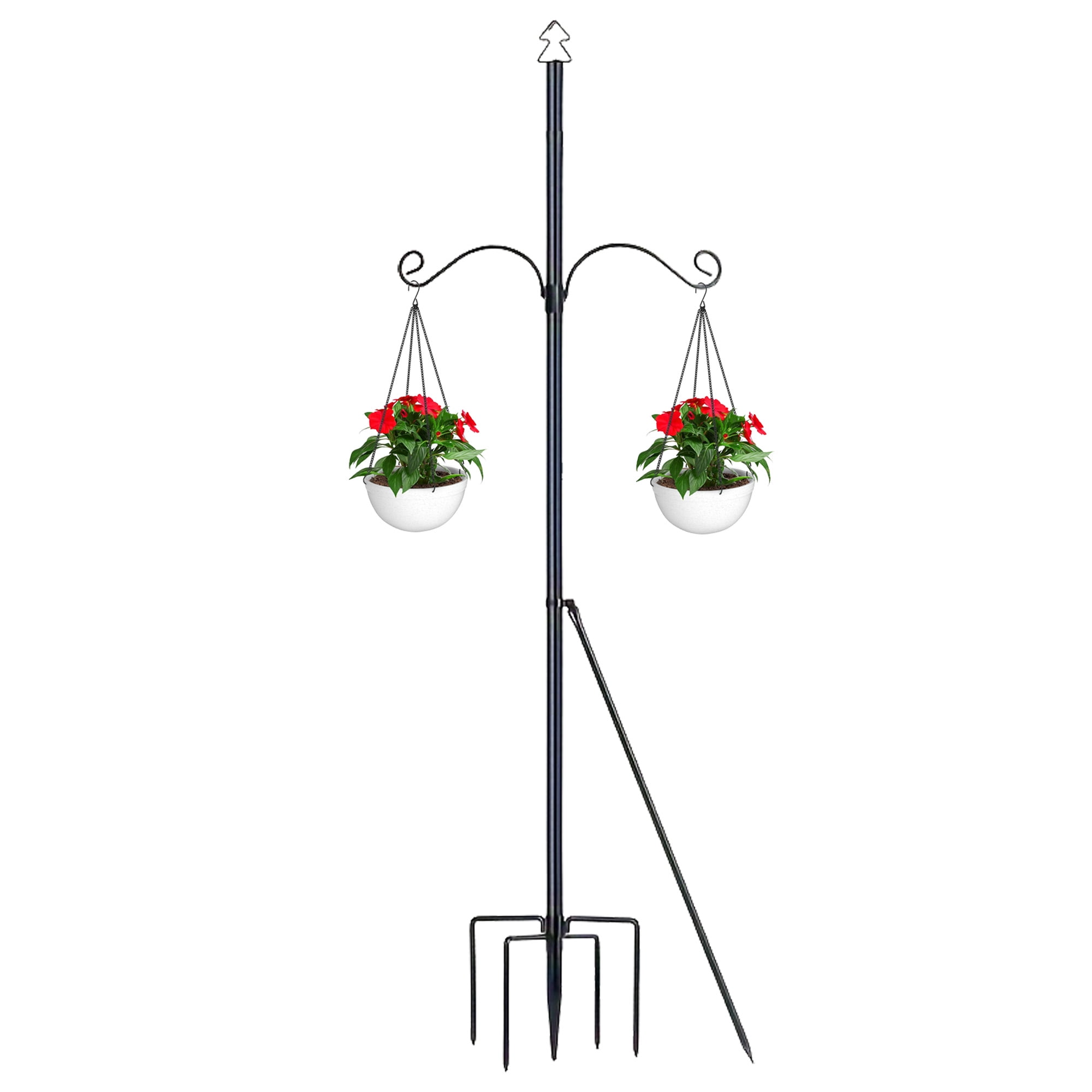 2 Pack String Light Poles for Outside, Metal Lights Hanger Pole Outdoor with Fork, Lighting Hanging Post Accessories for Patio Decor Garden Backyard Yard Front Porch Outside Decorations