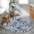 thumbnail image 3 of Round Rugs 3Ft, Blue Tropical Leaves Round Area Rug Washable Indoor Throw Carpet, Summer Palm Trees Botanical Small Non Slip Circle Rug for Bedroom Living Room Home Decor Aesthetic, 3 of 8