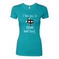 thumbnail image 2 of Wild Bobby, I Love You To Texas And Back Plaid Pop Culture Womens Slim Fit Junior Tee, Tahiti Blue, X-Large, 2 of 3