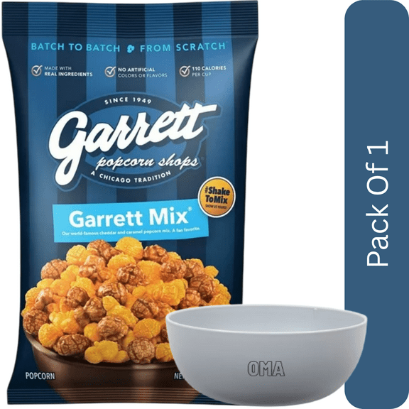 Garrett Popcorn Shops “Garrett Mix” — 20 oz, With Olive White Bowl By OMA