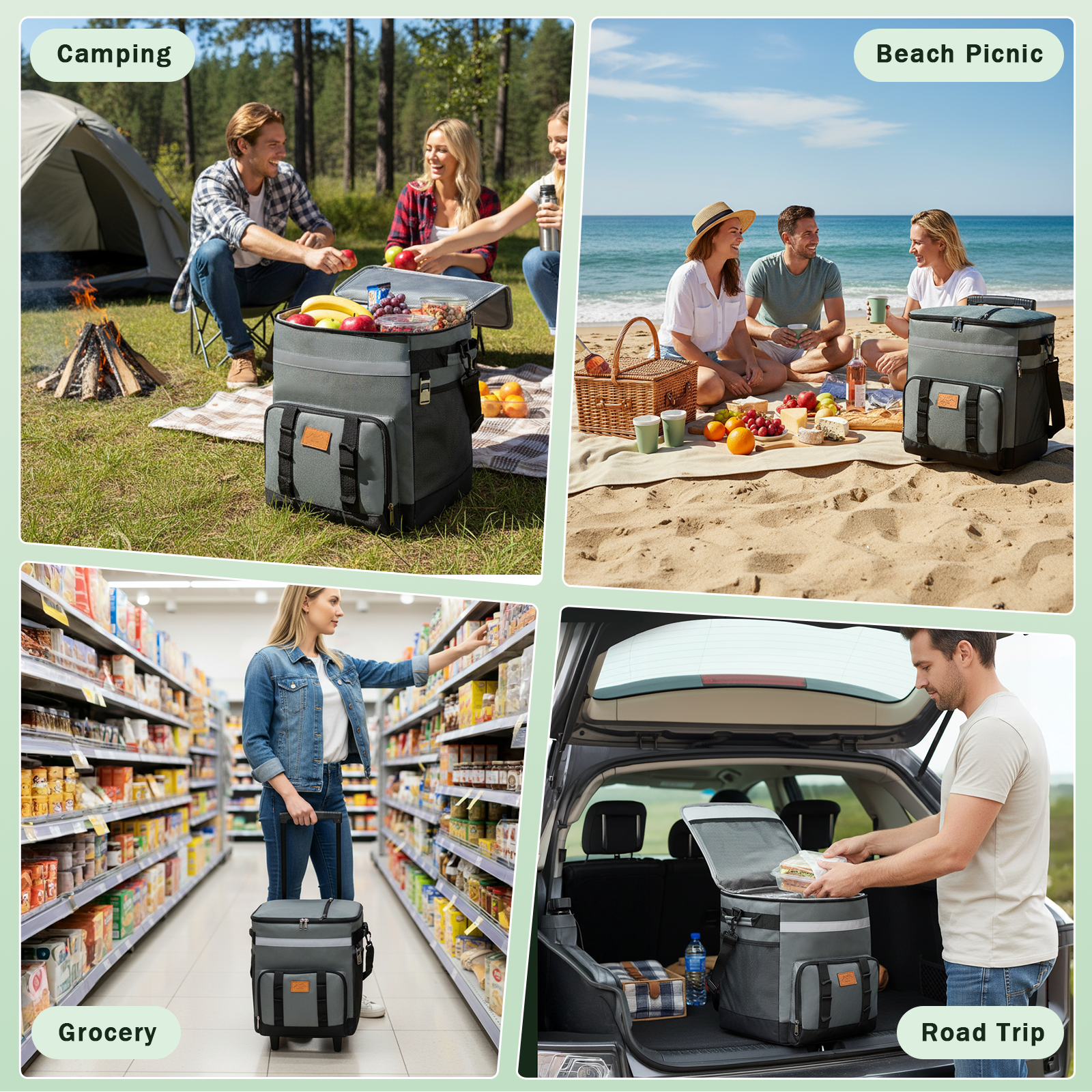 AMTPM Cool Bag 35L Insulated Cooler Bag Waterproof Picnic Thermal Bag For Camping, Travel, Grocery Shopping & Fishing