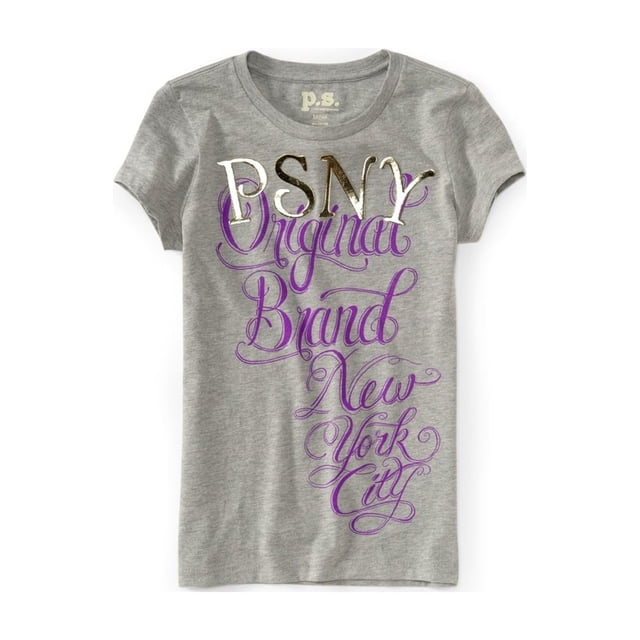 Aeropostale Girls Original Brand New York City Camiseta gráfica, gris, 4